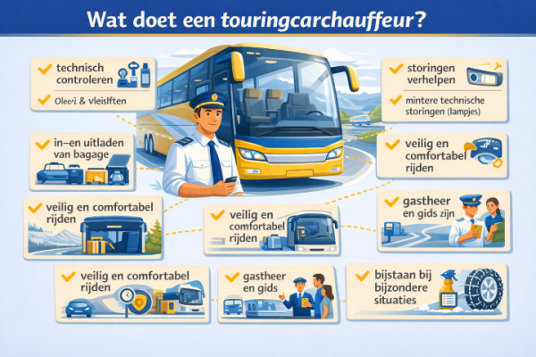 Alles over het beroep touringcarchauffeur Wat doet een touringcarchauffeur